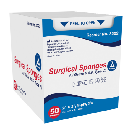 DYNAREX Advantage Surgical Sponges 4"x 4" - 12 Ply 3265